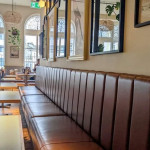 brown commercial seating area