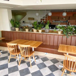 brown commercial seating area