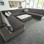 grey custom made sofa