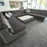grey custom made sofa